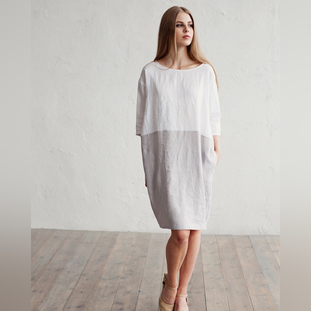 Magic Linen Adria Colorblock Dress - sz XS